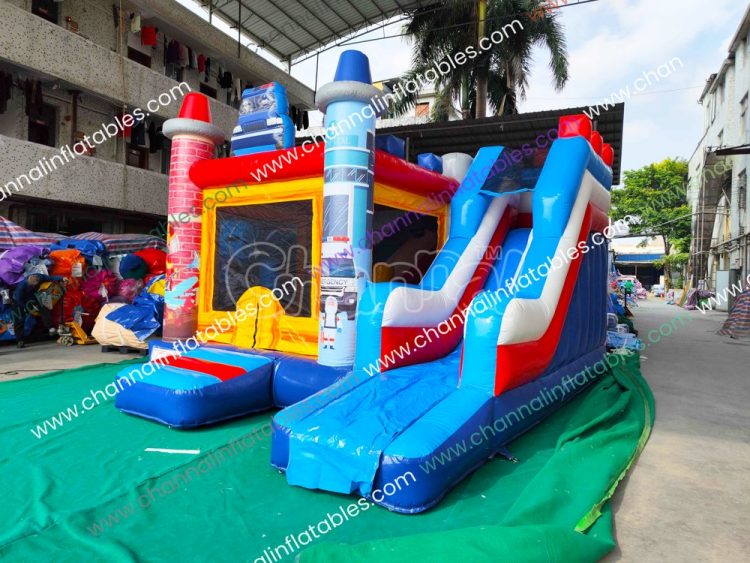 emergency service theme inflatable combo with slide