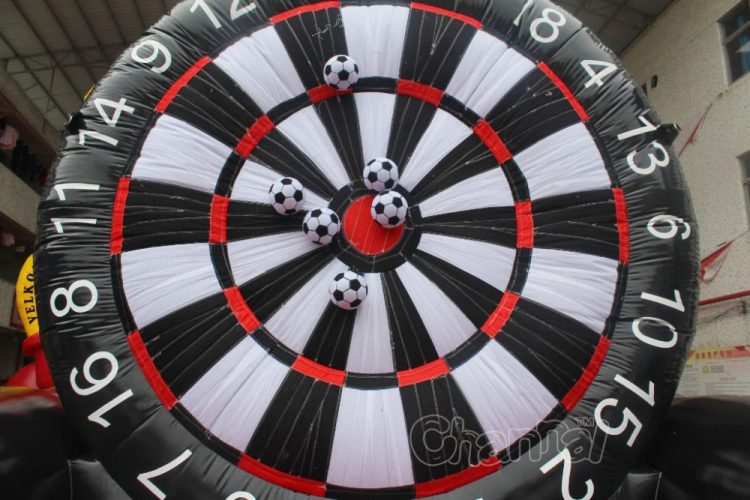 velcro soccer balls on foot dart board