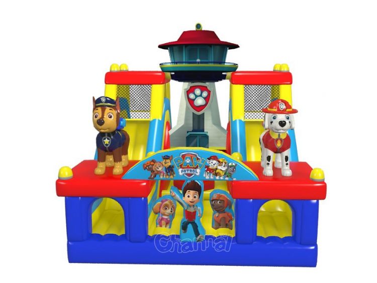 paw patrol theme inflatable course