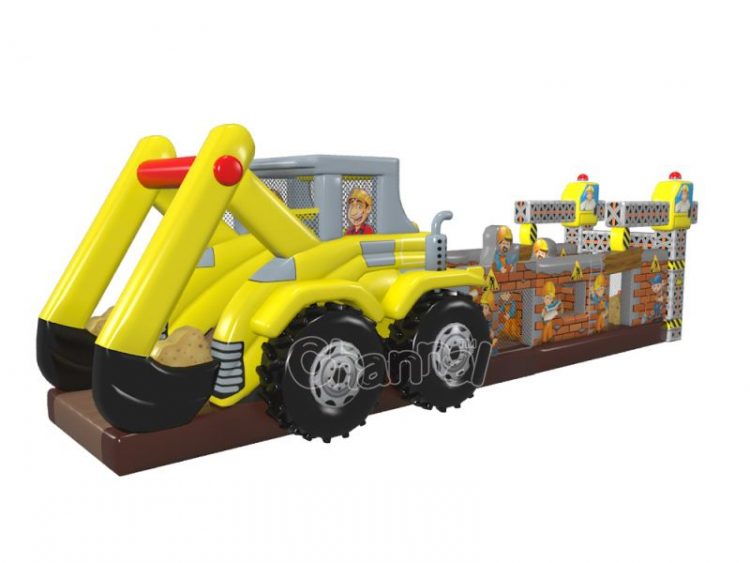 excavator themed inflatable obstacle course for sale