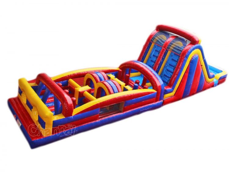 inflatable obstacle course with water slide for kids