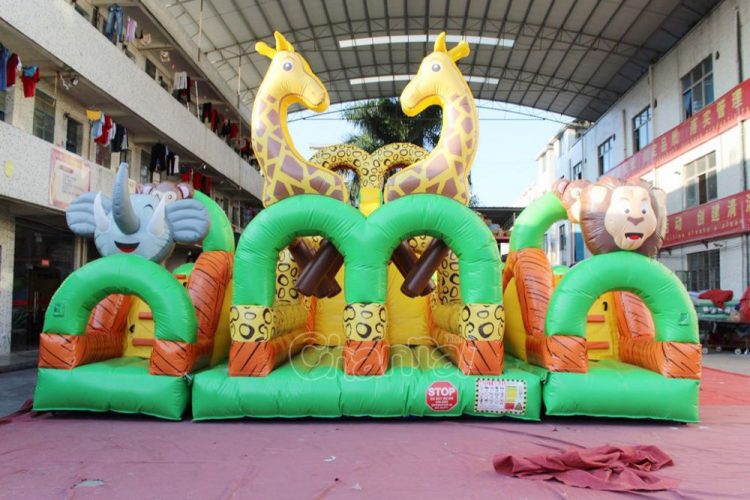 giraffe entrance of inflatable obstacle course