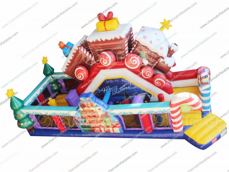 christmas train inflatable obstacle course