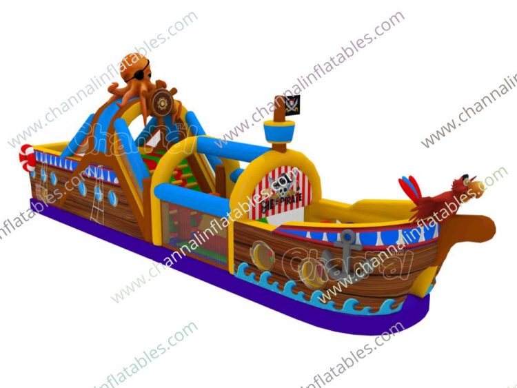 pirate ship inflatable obstacle course
