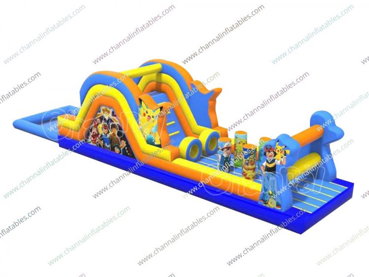 pokemon water obstacle course with water slide