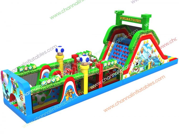 super mario inflatable obstacle course
