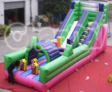 inflatable slide with obstacle course