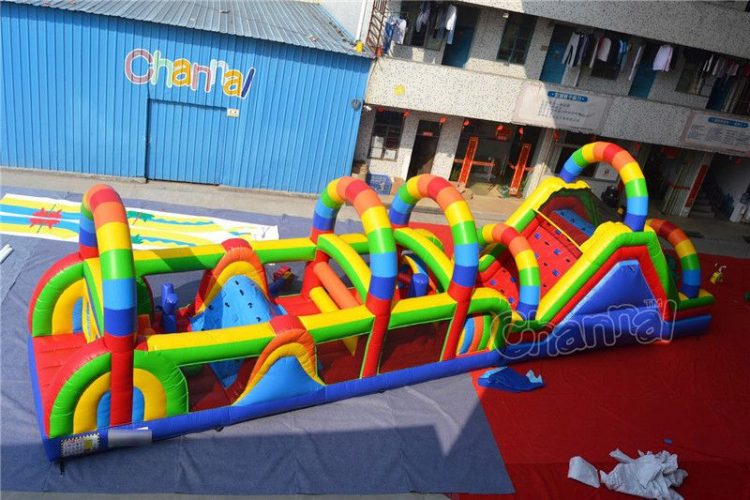 rainbow inflatable obstacle course