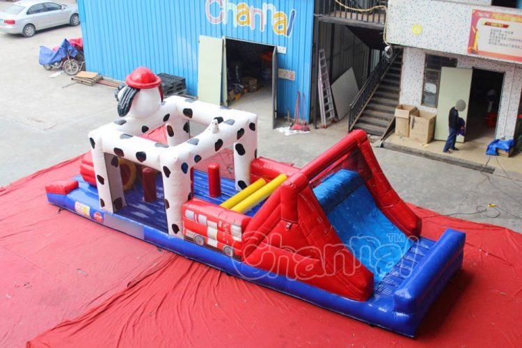 fireman dog inflatable obstacle course for kids