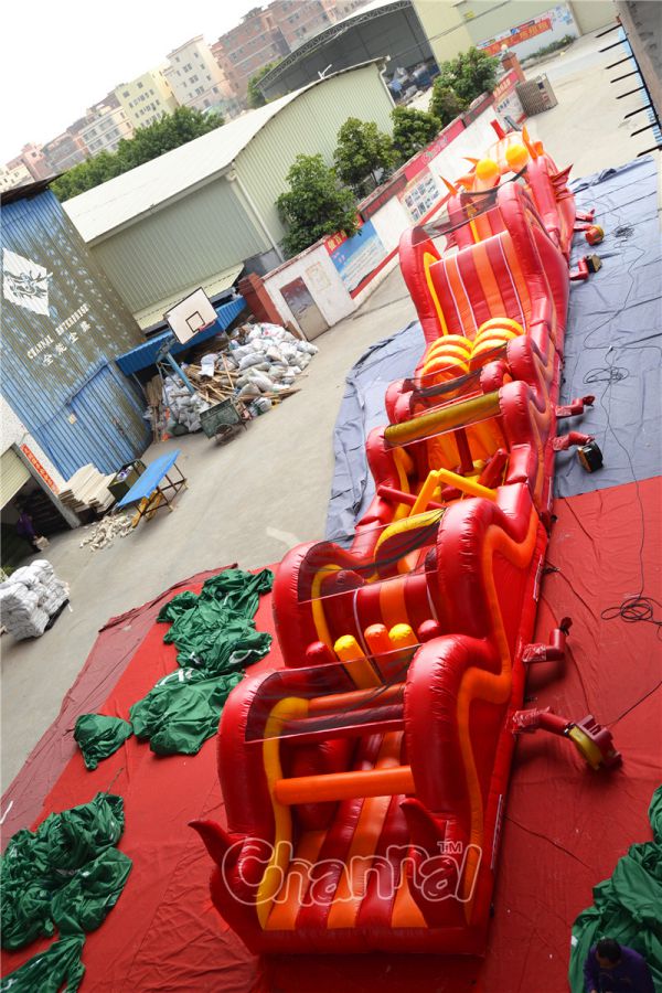 Red Inflatable Snake Red Snake Inflatable Obstacle Course - Channal Inflatables