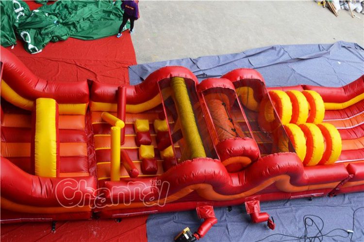 red inflatable obstacle course (part)
