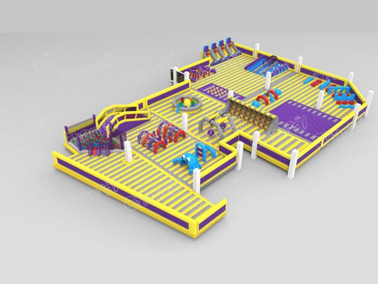 yellow indoor inflatable park