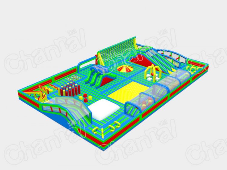 green inflatable large indoor playground