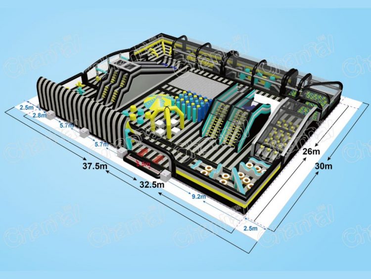 black inflatable playground for indoor park