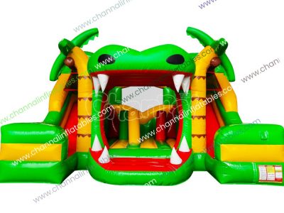 crocodile theme inflatable combo with dual slides