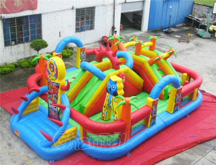 tiki island inflatable interactive playground