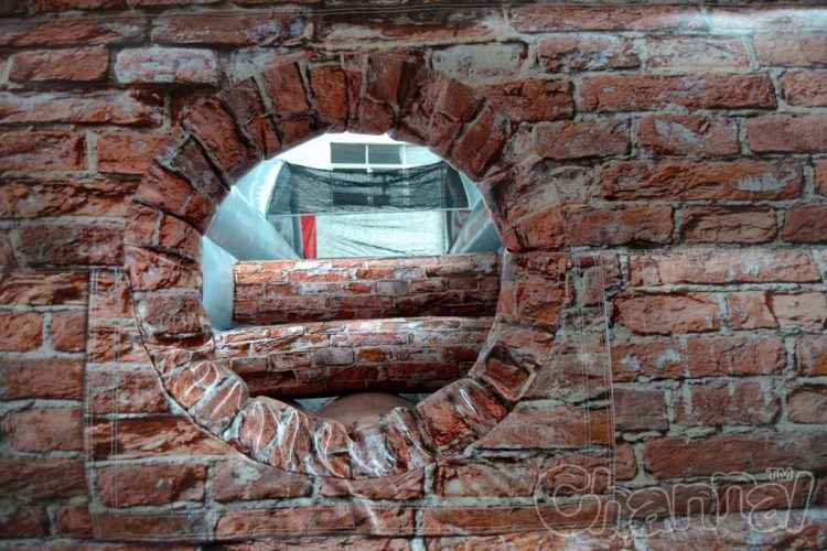 hole in the inflatable wall