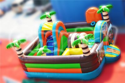 jungle themed inflatable playground with games
