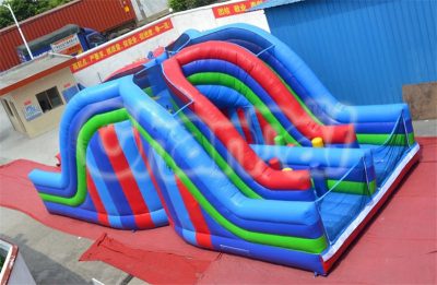 inflatable extreme dual lane slide obstacle