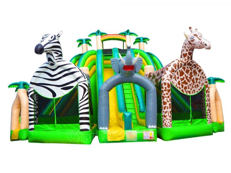 inflatable african animals playground with slides