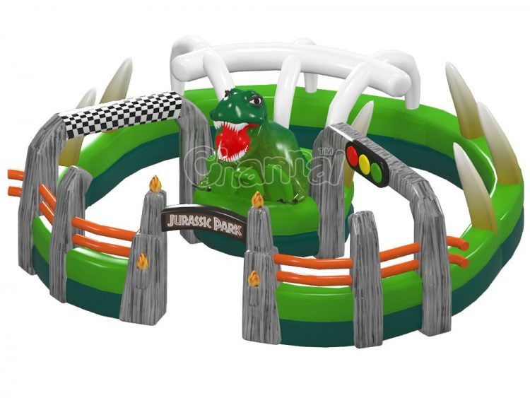 Jurassic park inflatable race track for karts