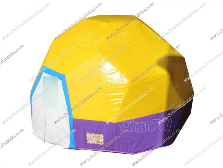 yellow inflatable dome tent