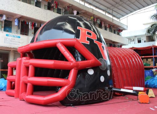 red football helmet tunnel for players entrance