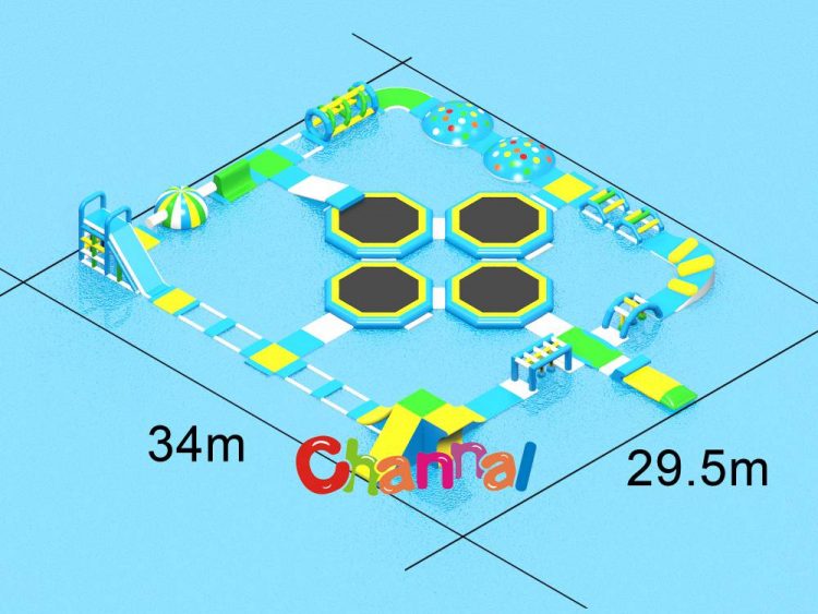 inflatable water park dimensions