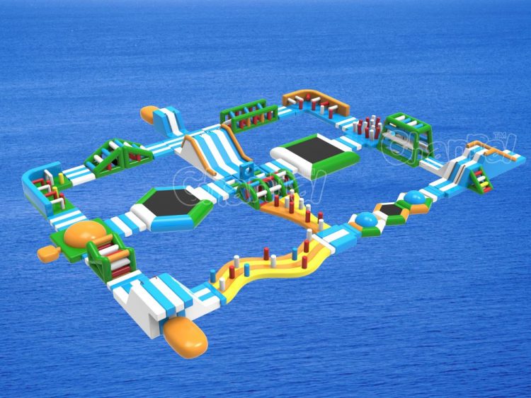 giant floating inflatable water park for ocean and lake
