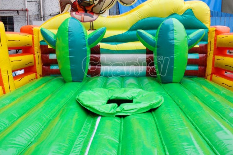 installation hole on inflatable bed for bull riding machine