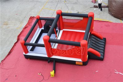red nylon inflatable bouncer