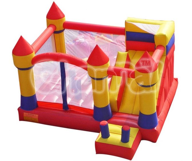 yellow red castle inflatable nylon combo