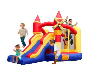 inflatable blue red nylon castle combo