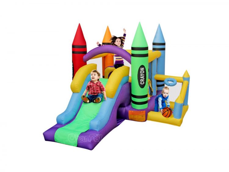 wholesale crayon theme home bounce house with ball pit for little kids and toddlers