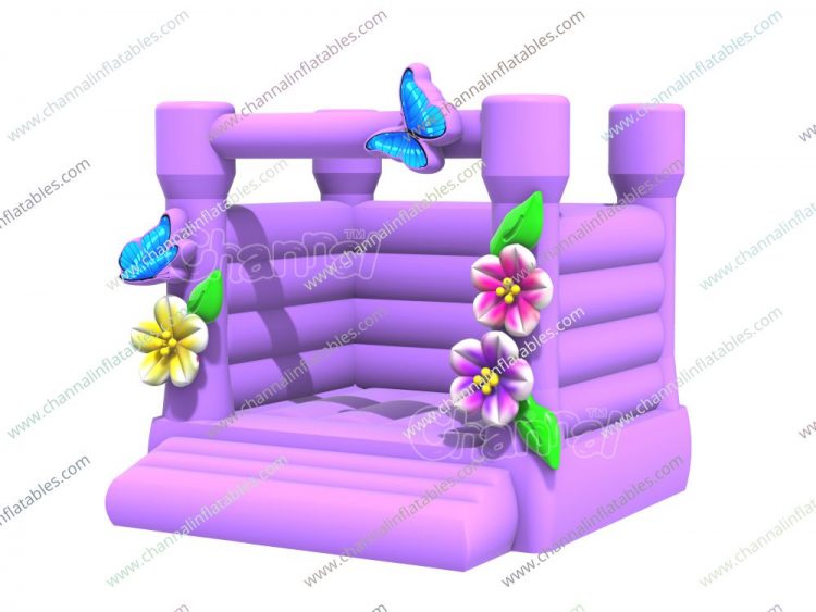 butterfly and flower inflatable purple bouncer