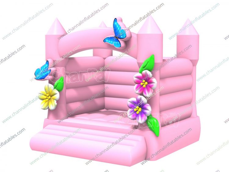 butterfly & flower inflatable pink bouncer