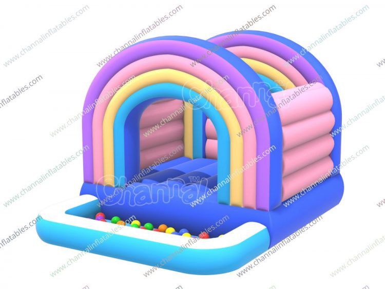 pink rainbow inflatable bouncer