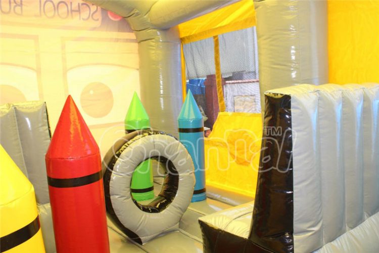 inside obstacles of school bus inflatable
