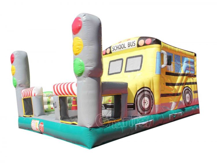 school bus inflatable combo for kids