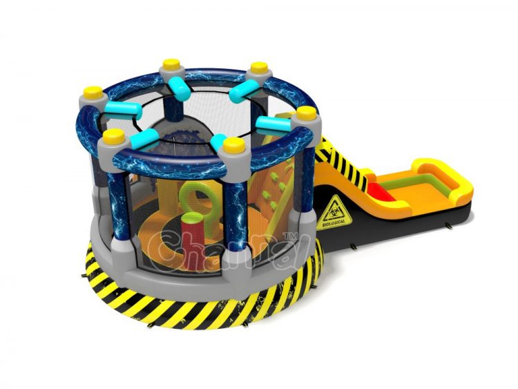 teleportation machine bounce house combo with slide for kids