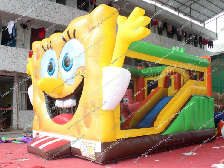 SpongeBob inflatable bounce house with slide
