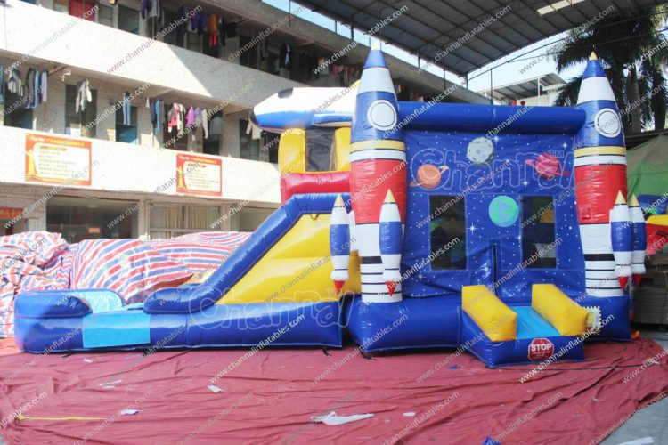 space rocket theme bounce house