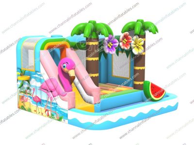 flamingo inflatable combo with pool
