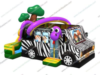 safari bus inflatable combo