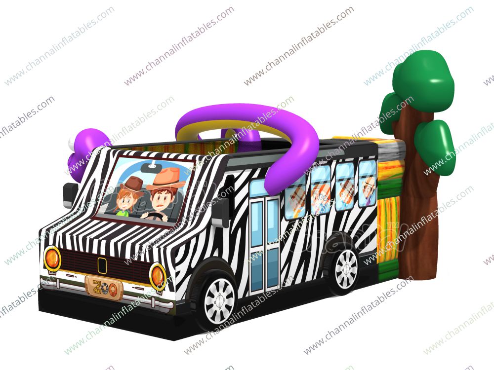 London Bus Inflatable Safari Bus Inflatable Combo - Channal Inflatables