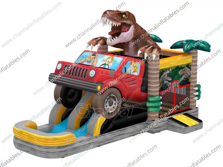 Jurassic park escape inflatable water combo