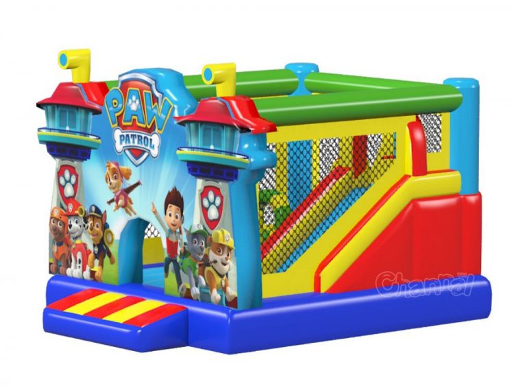 commercial inflatable paw patrol jumper with slide with banner
