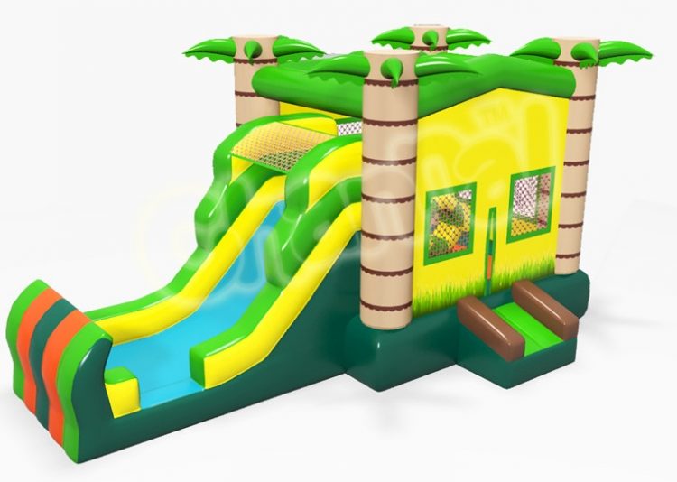 tree and grass bouncy house