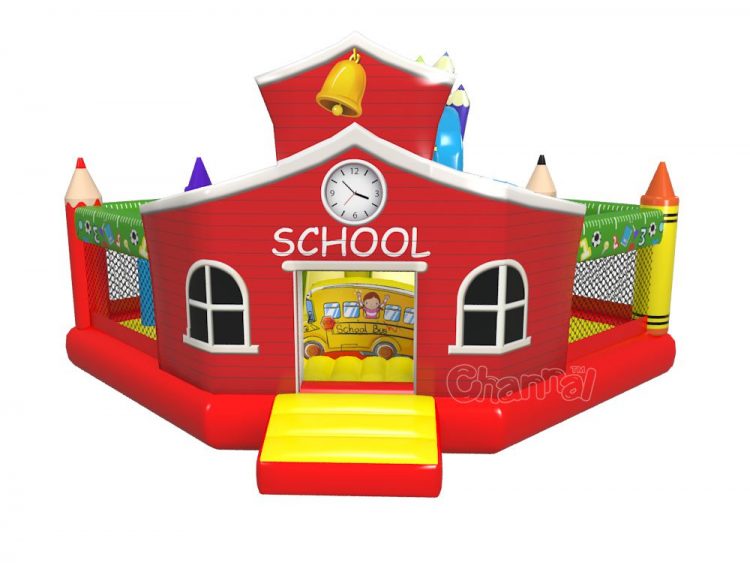 litter red school house inflatable bounce house