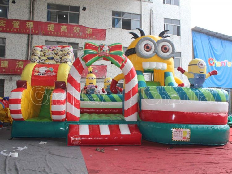 minion Christmas sleigh inflatable course playground for kids